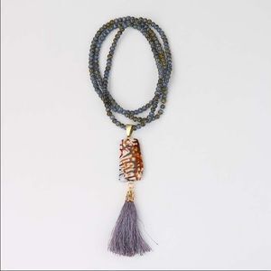 Natural stone bead agate tassel necklace